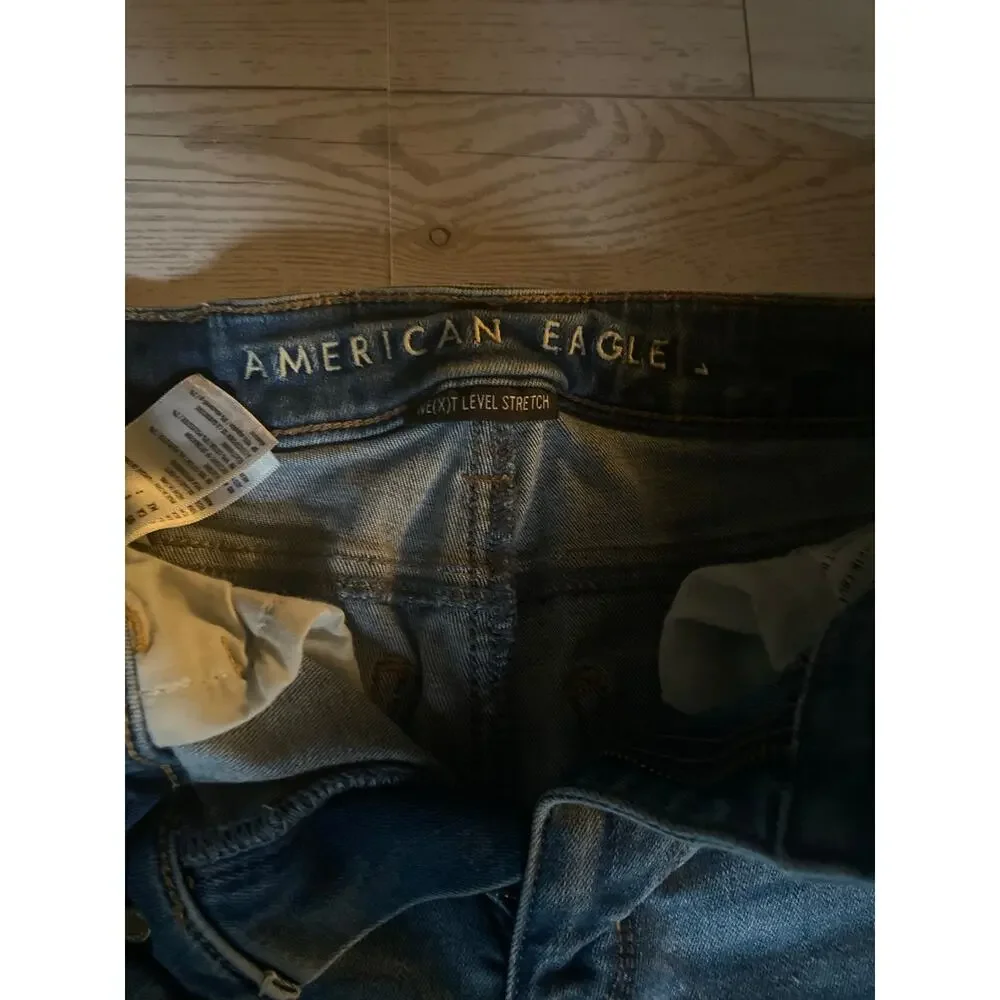 “American Eagle Ne(x)t Level Stretch Distressed Skinny Jeans Raw Hem - Size 0 - Picture 6 of 7